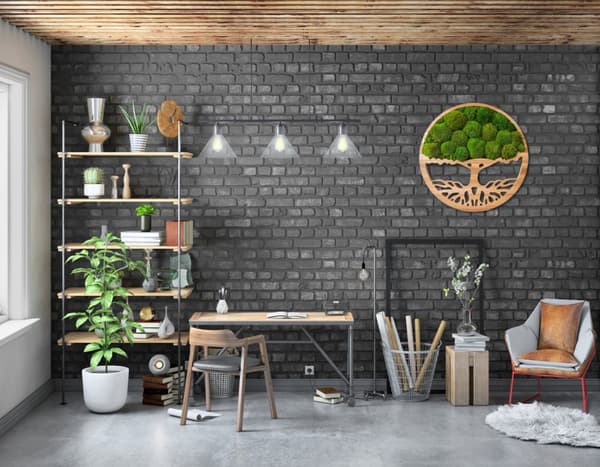 Moss Billede Moss Naturlig vægdekoration Stue Badeværelse Vægmaleri 60 x 60cm Livets Træ