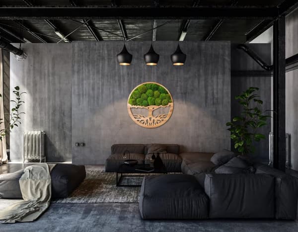 Moss Billede Moss Naturlig vægdekoration Stue Badeværelse Vægmaleri 60 x 60cm Livets Træ