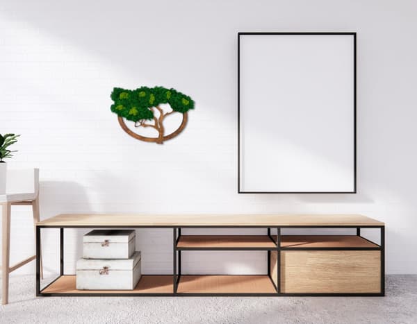Moss Image, Moss Natural Wall Decoration, Stue Badeværelse Vægmaleri 40 x 25cm Livets Træ