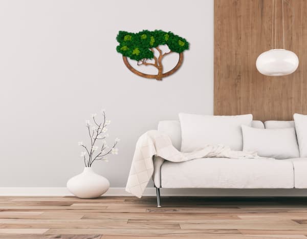 Moss Image, Moss Natural Wall Decoration, Stue Badeværelse Vægmaleri 40 x 25cm Livets Træ