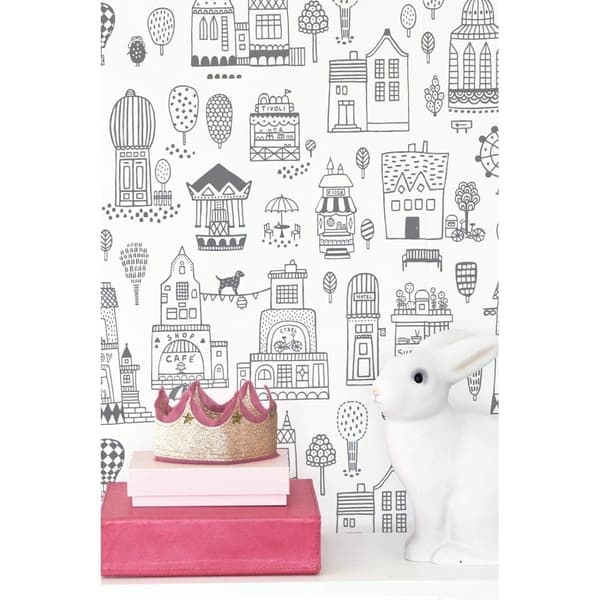 SMALL TOWN SOFT BLACK Non woven / Easy up-tapet