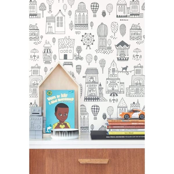 SMALL TOWN SOFT BLACK Non woven / Easy up-tapet