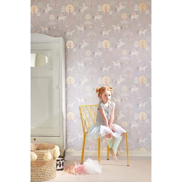 TRUE UNICORNS LILA Non woven / Easy up-tapet