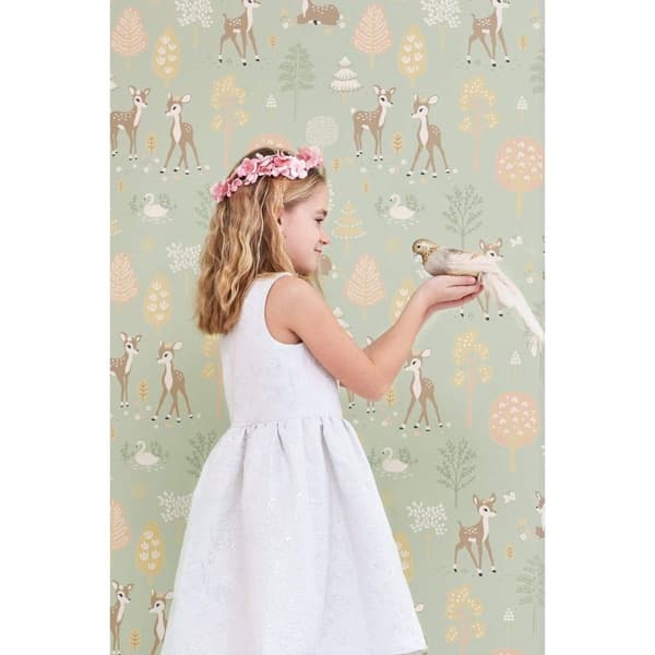 GOLDEN WOODS DUSTY GREEN Non woven / Easy up-tapet