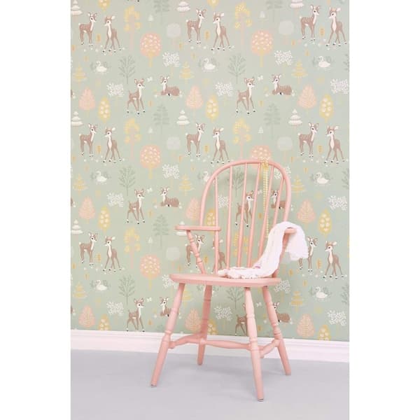 GOLDEN WOODS DUSTY GREEN Non woven / Easy up-tapet