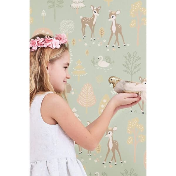 GOLDEN WOODS DUSTY GREEN Non woven / Easy up-tapet