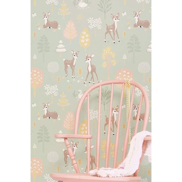 GOLDEN WOODS DUSTY GREEN Non woven / Easy up-tapet