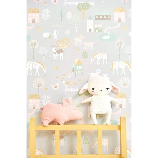 MY FARM SOFT GREY Non woven / Easy up-tapet