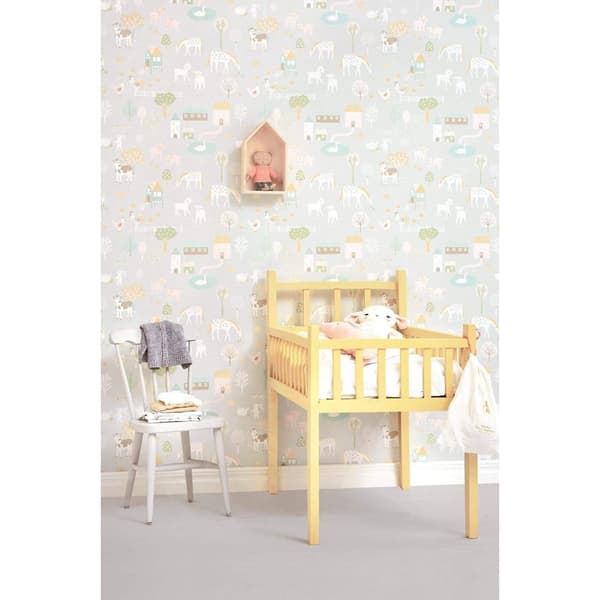 MY FARM SOFT GREY Non woven / Easy up-tapet