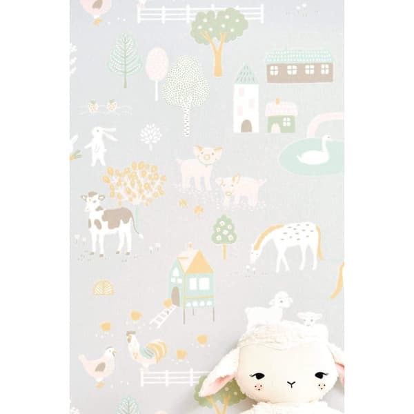 MY FARM SOFT GREY Non woven / Easy up-tapet