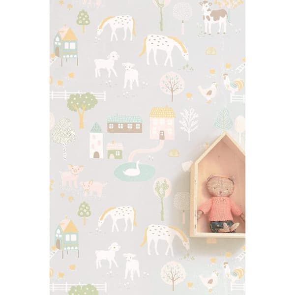 MY FARM SOFT GREY Non woven / Easy up-tapet