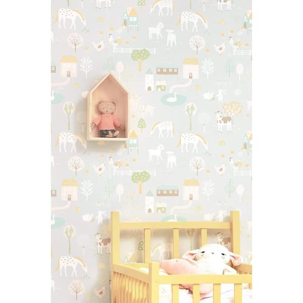 MY FARM SOFT GREY Non woven / Easy up-tapet