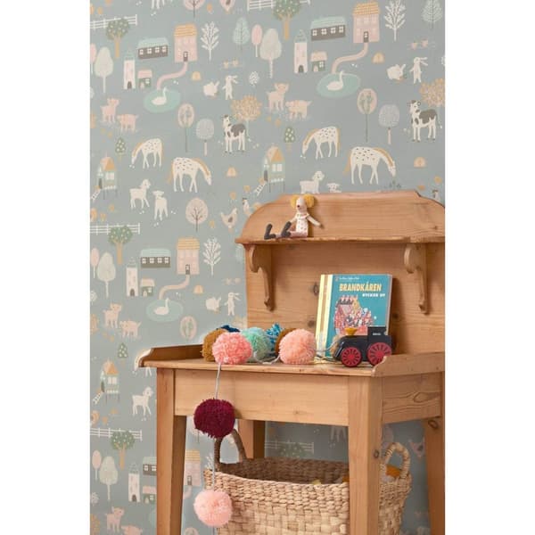 MY FARM STONE BLUE Non woven / Easy up-tapet
