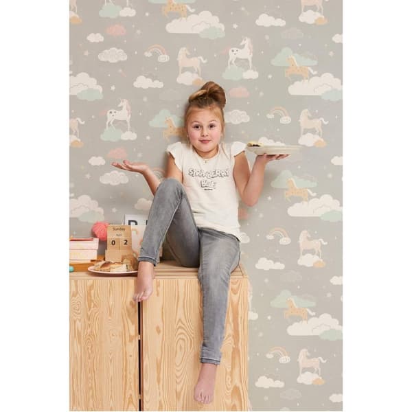RAINBOW TREASURES MUD GREY Non woven / Easy up-tapet