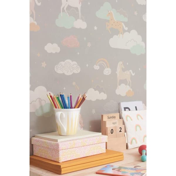 RAINBOW TREASURES MUD GREY Non woven / Easy up-tapet
