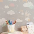 Miniatyrbild 1 av 6: RAINBOW TREASURES MUD GREY Non woven / Easy up-tapet