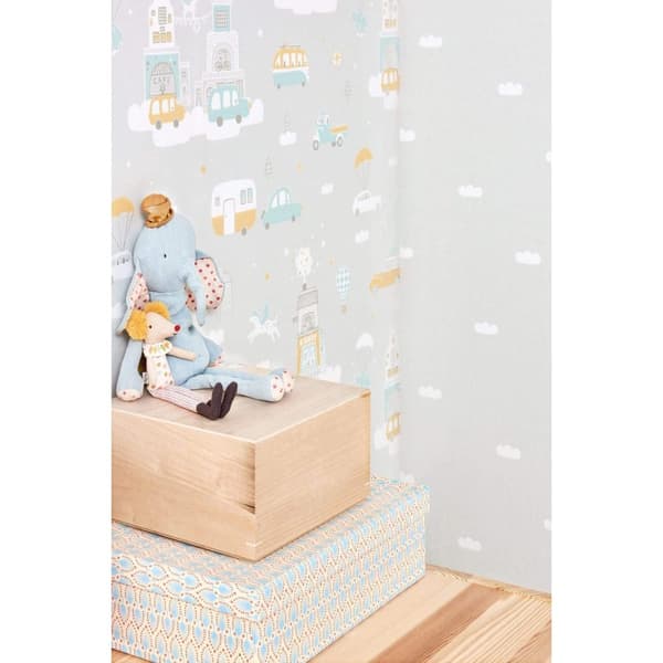 ABOVE THE CLOUDS SOFT GREY Non woven / Easy up-tapet