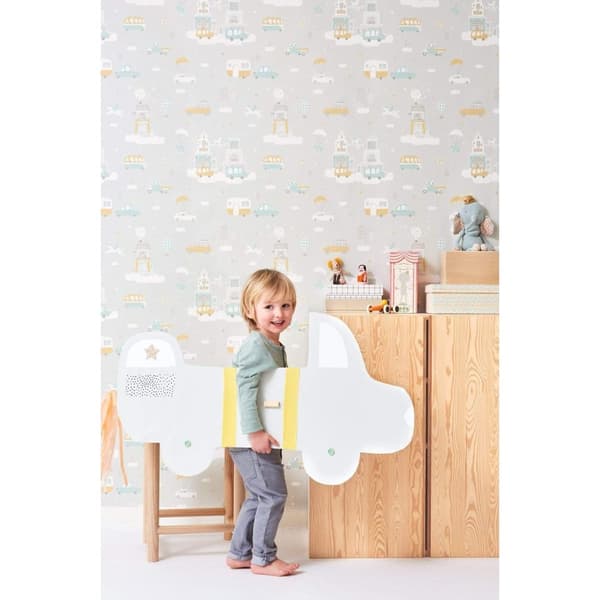 ABOVE THE CLOUDS SOFT GREY Non woven / Easy up-tapet