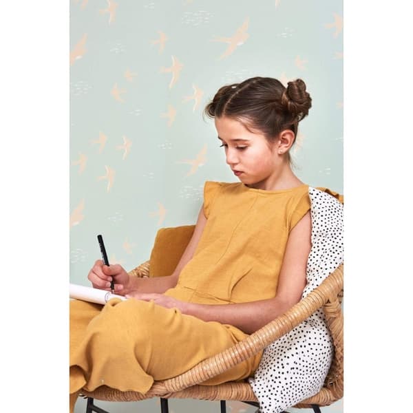 FOLLOW THE WIND DUSTY TURQUOISE Non woven / Easy up-tapet