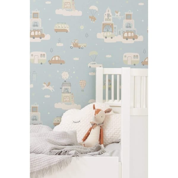 ABOVE THE CLOUDS SOFT BLUE Non woven / Easy up-tapet