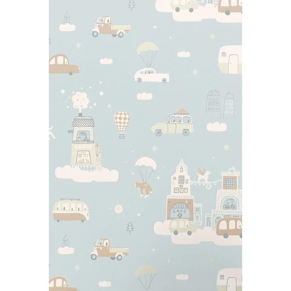 ABOVE THE CLOUDS SOFT BLUE Non woven / Easy up-tapet