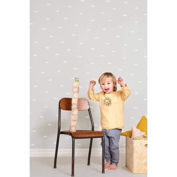 DREAMY CLOUDS SOFT GREY Non woven / Easy up-tapet