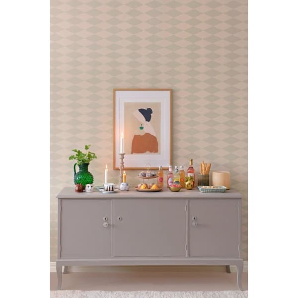 COPENHAGEN BEIGE GREEN Non woven / Easy up-tapet
