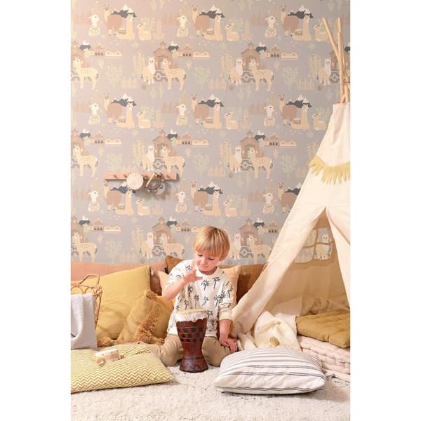 LAMA VILLAGE SOFT GREY Non woven / Easy up-tapet