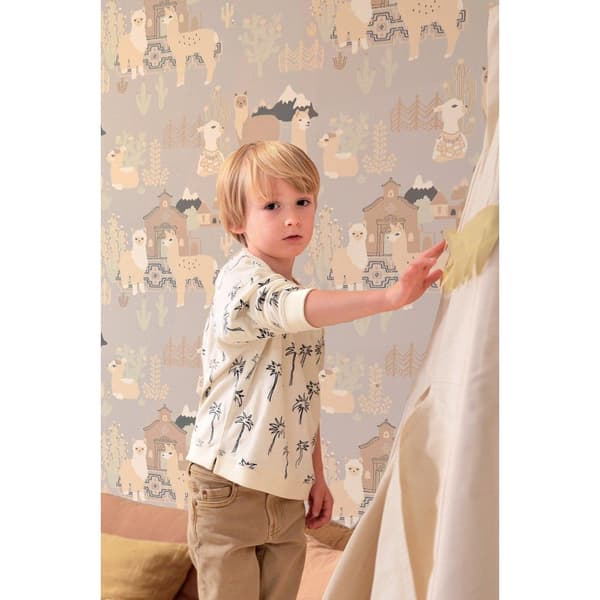 LAMA VILLAGE SOFT GREY Non woven / Easy up-tapet