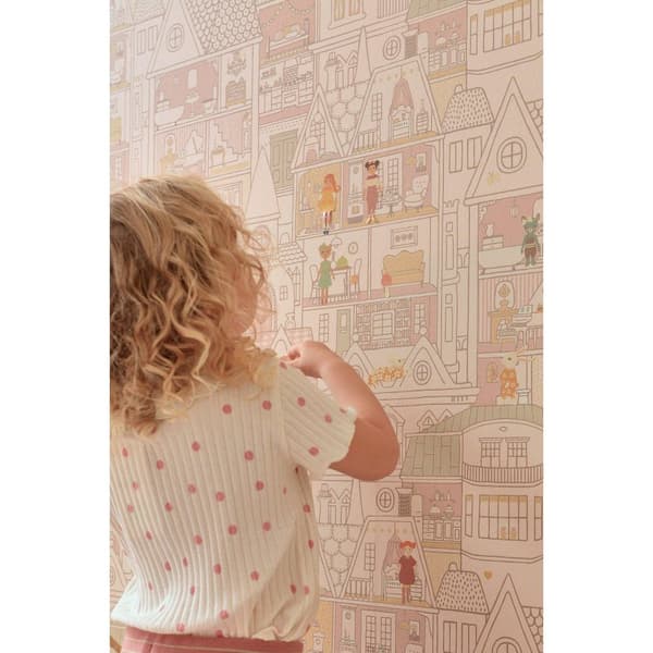 DOLLHOUSE SUNNY PINK Non woven / Easy up-tapet