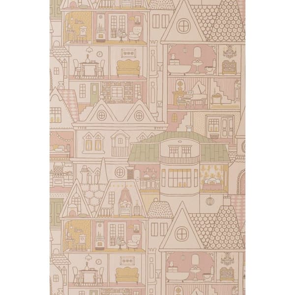 DOLLHOUSE SUNNY PINK Non woven / Easy up-tapet