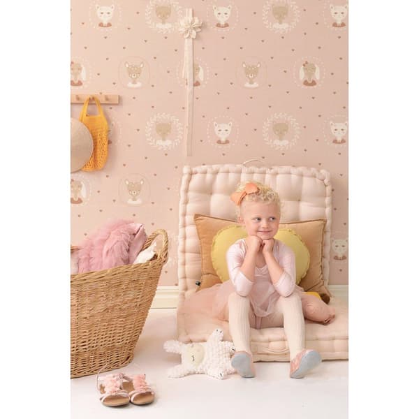 HEARTS DUSTY WARM PINK Non woven / Easy up-tapet