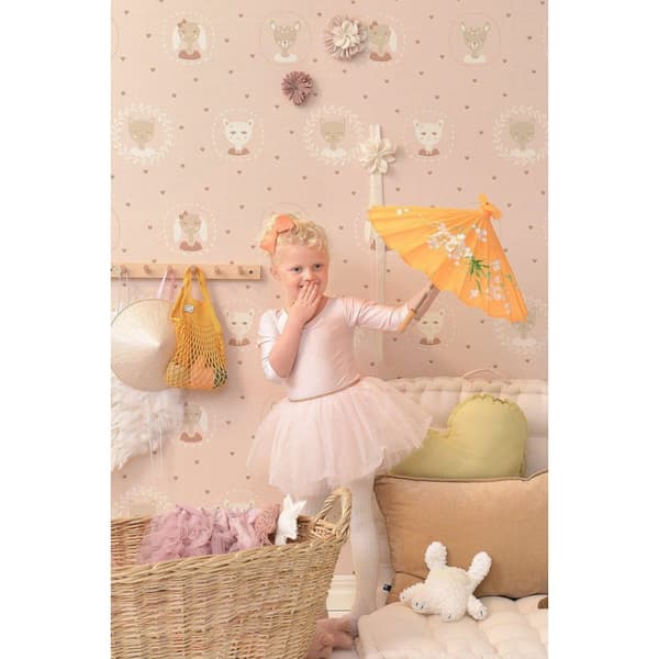 HEARTS DUSTY WARM PINK Non woven / Easy up-tapet