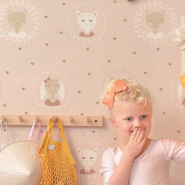 HEARTS DUSTY WARM PINK Non woven / Easy up-tapet