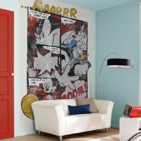 Tapeter - Komar - Mickeys Great Escape - 184x254 cm - Röd - Vintage för barn