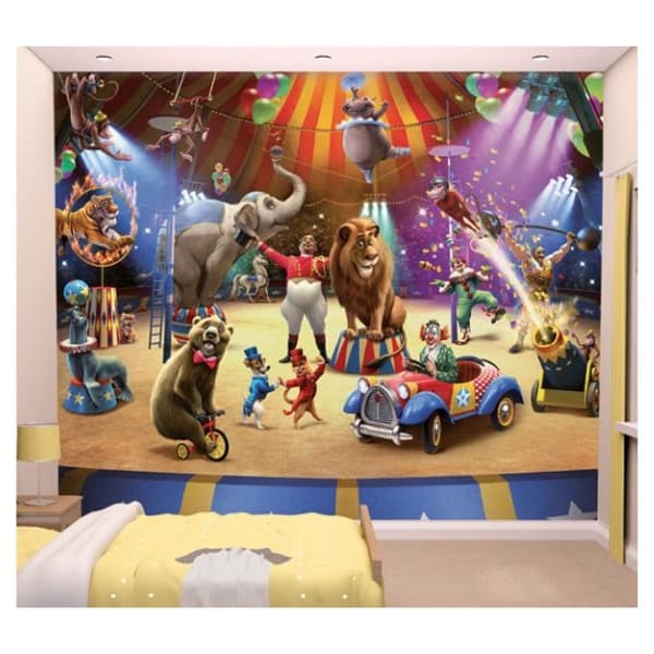 Barntapet - Walltastic - Circus - H 244 x L 305 cm - Lätt att montera - Barnmotiv