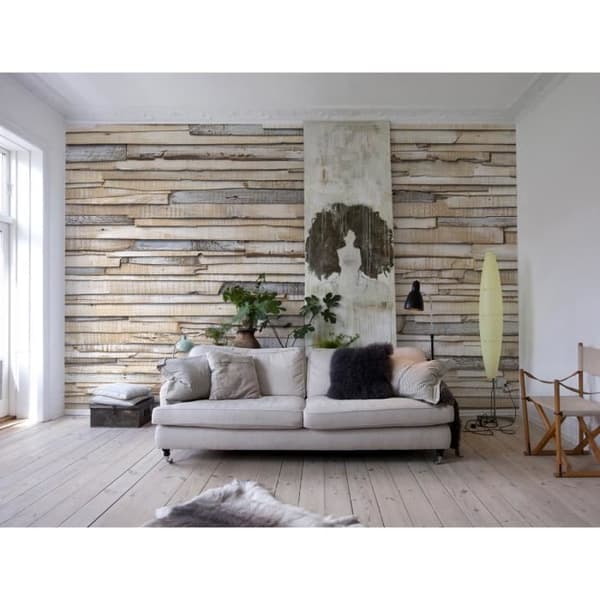 Whitewashed Wood Wall Photo - 368 x 254 cm