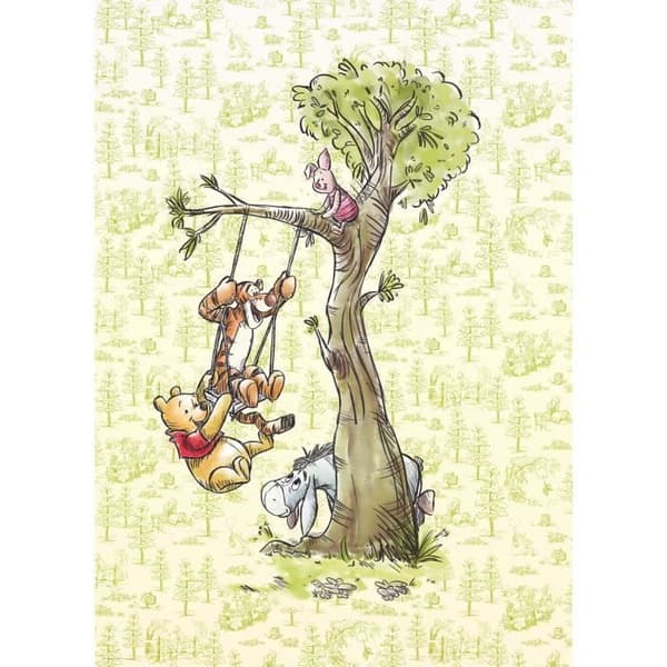 Disney non-woven tapet Nalle Puh och hans vänner på en gunga 200 cm x 280 cm