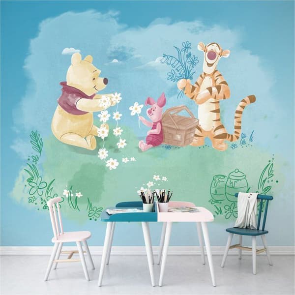Non-woven tapet Disney Nalle Puh och hans picknickvänner 300 cm x 280 cm