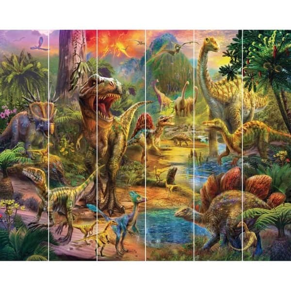 Landskap av Dinosaurus barn tapeter. Består av 6 paneler.