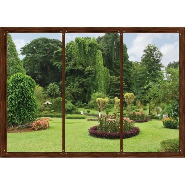 Väggfoto - Trädgårdsfönster - 360x254 cm - 4 delar - Inredning - Brun