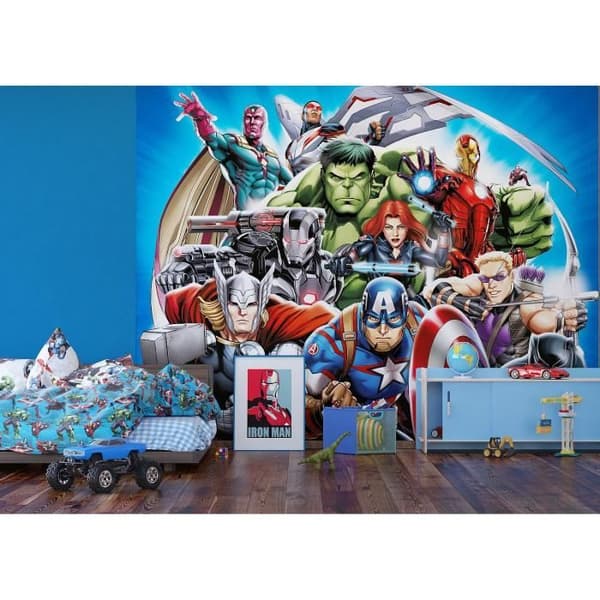 Non-woven tapet - Disney - The Marvel Avengers-gänget 360 cm x 270 cm Flerfärgad