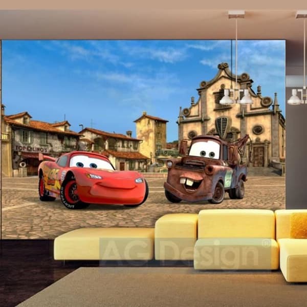 Tapet - Disney - Flash McQueen - H 255 x L 360 cm - Röd - Barnmotiv