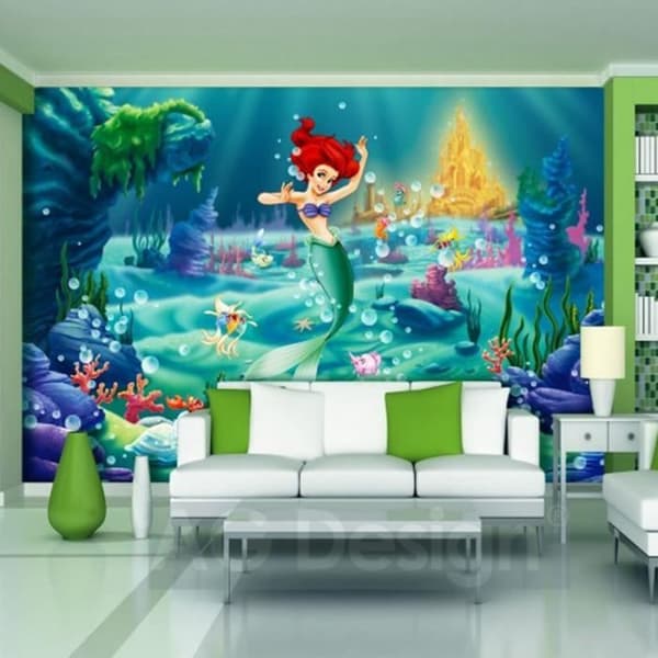 Tapet - Disney - Den lilla sjöjungfrun - H 254 x L 360 cm - Barnmotiv - Inomhus