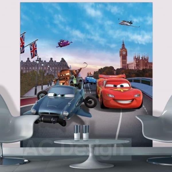 Tapet - Disney - Bilar 2 - Flash McQueen - Svart - 180 cm x 202 cm