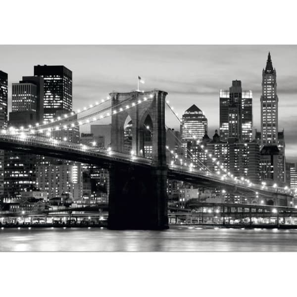 Tapet - New York - Brooklynbron - Svart & Vitt - 360x270 cm - Non-woven