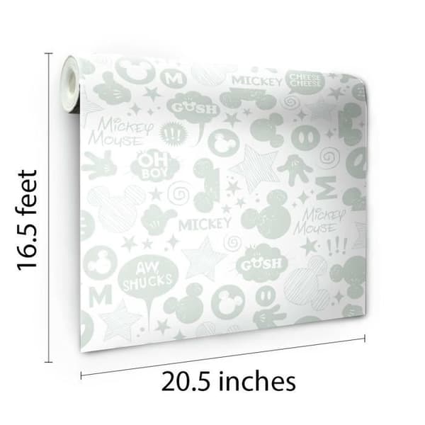 Disney Musse Pigg Ikoner självhäftande tapeter - 52,07 cm x 5,03 m Vit
