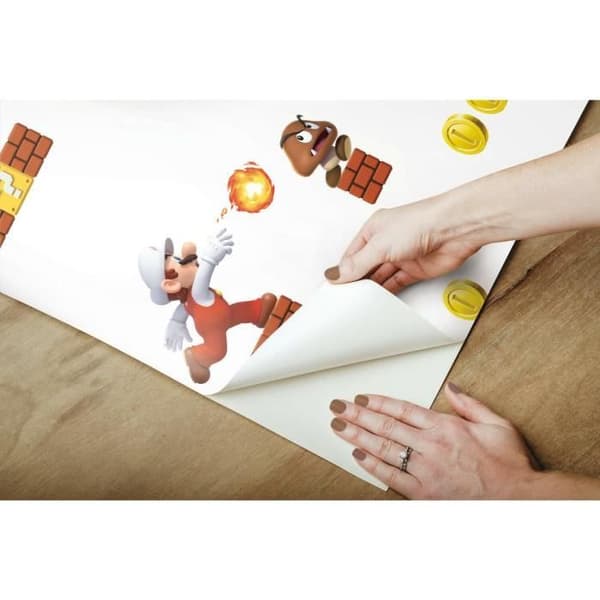 Väggdekor med klister - RoomMates - Mario Bros - 45,72 cm x 5.74 m - Flerfärgad - Vinyl
