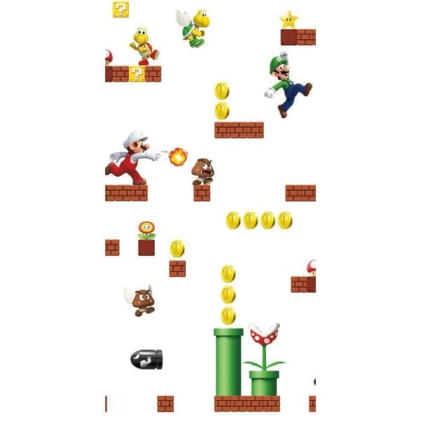 Väggdekor med klister - RoomMates - Mario Bros - 45,72 cm x 5.74 m - Flerfärgad - Vinyl