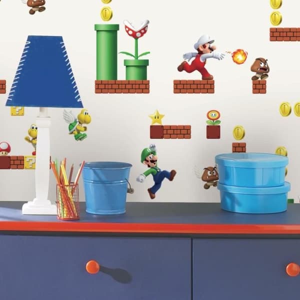 Väggdekor med klister - RoomMates - Mario Bros - 45,72 cm x 5.74 m - Flerfärgad - Vinyl